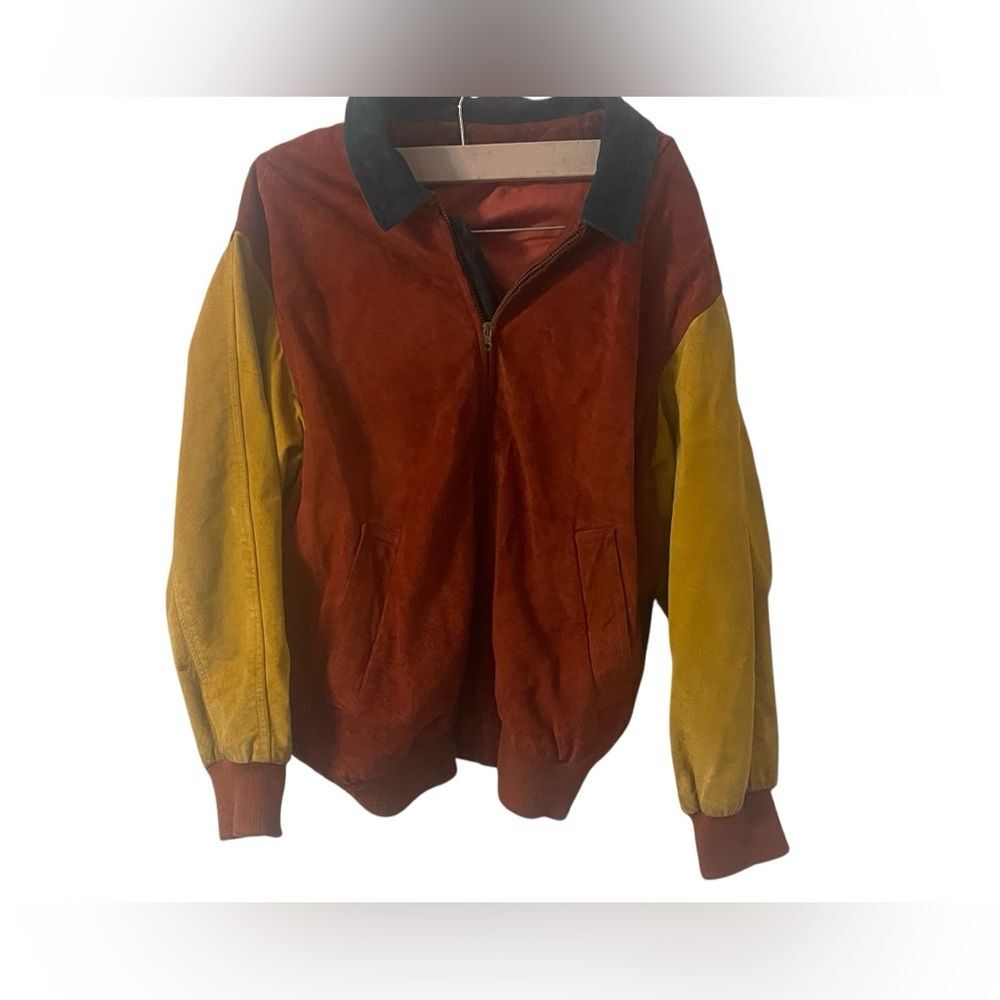 Vintage 1970s Multi Colour Suede Jacket Size Large Rare